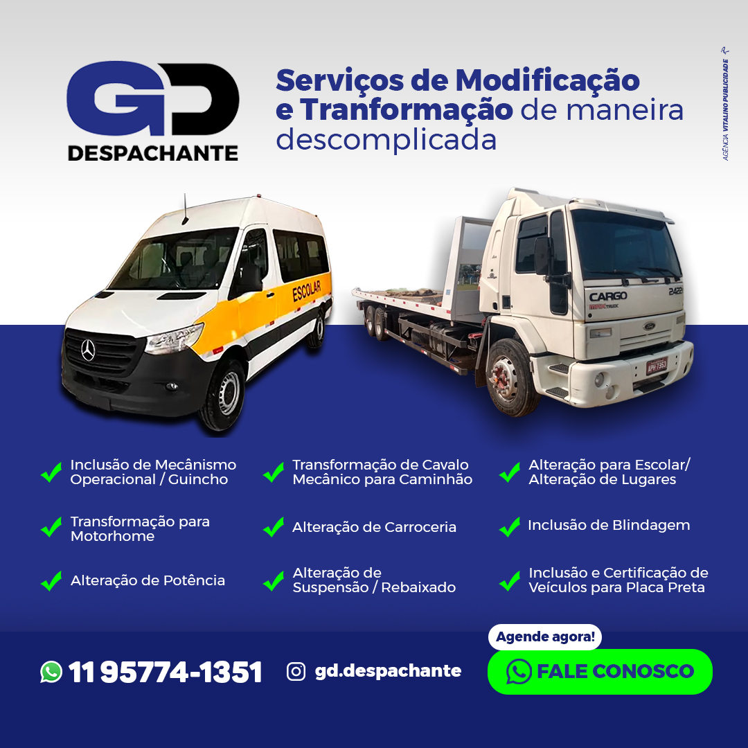 Serviços de modificação e transformação veicular da GD Despachante